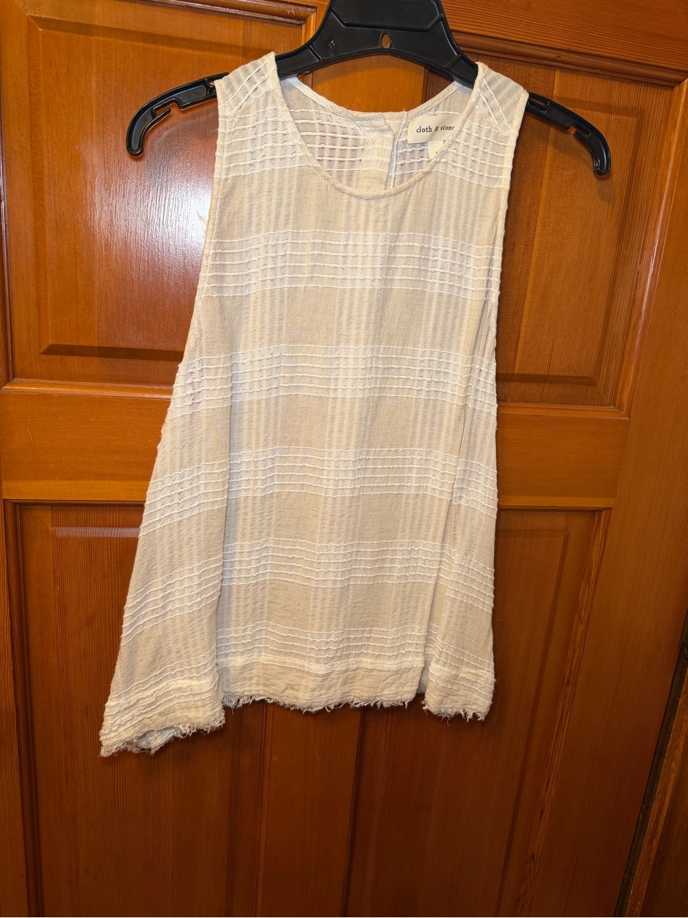 Evereve Cloth & Stone Cream Textured Sleeveless Tank Top size L